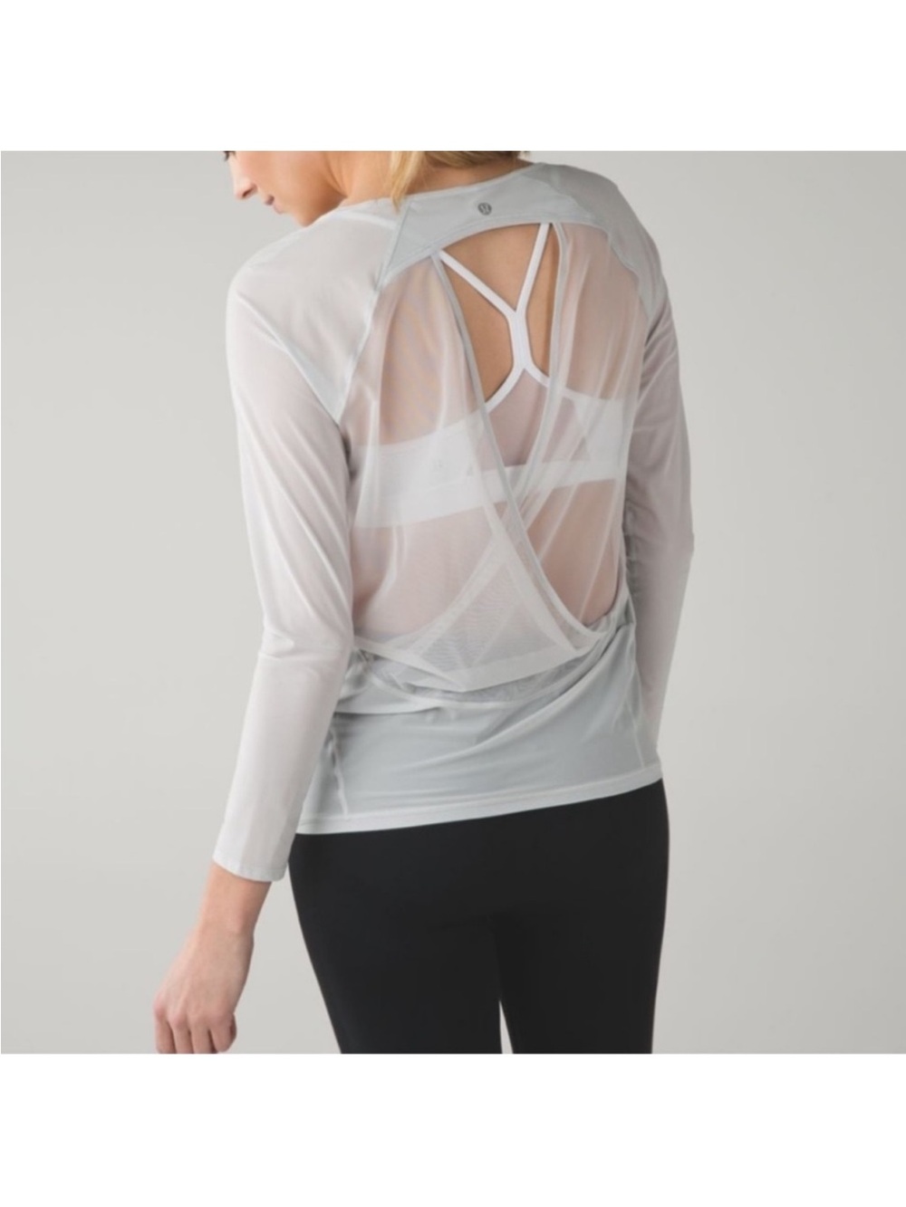 Lululemon If Youre Lucky Sheer Mesh Open Back Top 14 Athletic Yoga Gym Workout